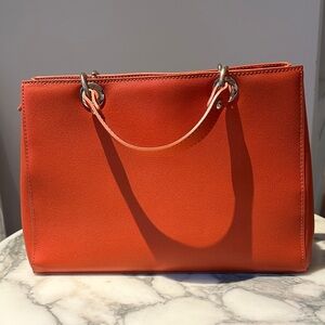 Classic Orange Leather Women’s Hand Bag